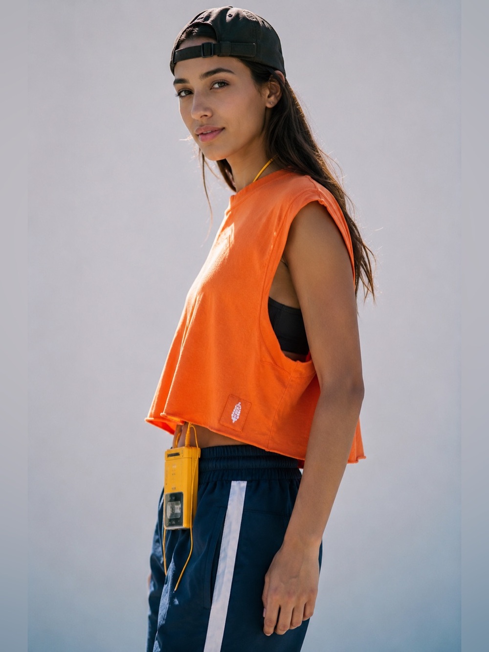 Free People Movement Inspire Tank XS Blood Orange Cropped Oversized Muscle Tee